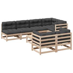 Anthracite Solid Pine Wood Patio <b>Sofa</b> <b>Set</b> with Oxford Fabric and PP Cotton Garden <b>Sofas</b> - Product Image 2