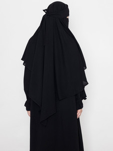 Women's Black Floor Length <b>Abaya</b> Khimar Long Sleeve Modest Dress Solid Color Lightweight Polyester Middle East Style <b>Prayer</b> Wear - Product Image 5