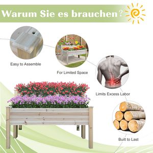 Jardinière surélevée en bois à deux niveaux grande capacité 45x45 cm, style classique, pour légumes, fleurs et herbes - Product Image 4