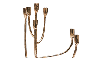 Candélabre en laiton fait main en forme de branche d'arbre, 9 bras, finition dorée, porte-bougie conique, résistant à la chaleur, centre de table de Noël WB Inc - Product Image 2