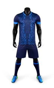Custom Blue Soccer Uniform Set Men's Crew Neck Short Sleeve Jersey Shorts Moisture Wicking Polyester All Seasons <b>Athletic</b> Fit - Product Image 6