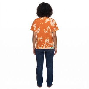 Camiseta de Manga Corta con Cuello Redondo y Estampado Tie-Dye Naranja 100% Algodón para Mujer - Product Image 2