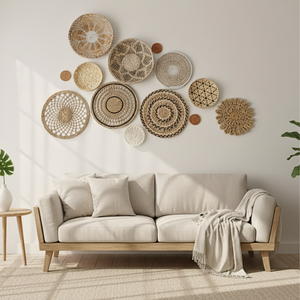 Boho Seagrass Wall Decor Collection Handcrafted Woven Wall Hanging Set for Interior Decoration - Product Image 1