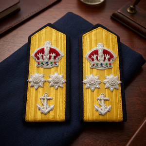 Gold Embroidered Shoulder Boards with Crown, Stars & Anchor for Men’s Uniforms – Premium -Style Epaulettes Set - Product Image 6