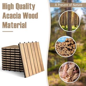 Pannello per Pavimentazione Esterna Ignifugo in Legno di Acacia 12x12 Pollici con Bordi Scanalati Fai-da-te WPC - Product Image 6