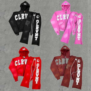 Conjunto Deportivo Premium para Hombre, Estilo Vintage, Sudadera Holgada con Efecto Deslavado y Pantalones Anchos, Ropa Urbana - Product Image 3
