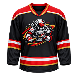 Camiseta de Hockey sobre Hielo Personalizada para Hombre, Cuello en V, Manga Corta, Impresión por Transferencia de Calor, Nombre del Equipo 23, Color Granate Dorado, Transpirable y que Absorbe la Humedad - Product Image 1