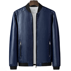 2024 mejor diseño de tendencia Venta caliente de alta calidad de impresión de logotipo personalizado hombres mangas de cuero Stand Collar hombres chaqueta - Product Image 2