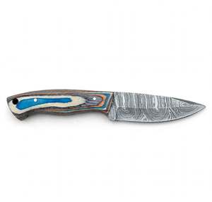 High contrast acid <b>etched</b> twist damascus steel Utility <b>Tool</b> with Layered Composite resin bone and wood handle - Product Image 4