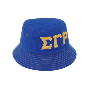 หมวกบักเก็ตสีน้ำเงิน SGRho ปักลายตัวอักษรชมรมหญิงกรีก หมวกกันแดดสำหรับผู้หญิง สั่งทำได้ หมวกสไตล์ลำลองสำหรับวิทยาลัย ใส่เที่ยวกลางแจ้ง ฤดูร้อน ลายกรีก - Product Image 3