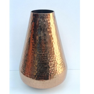 Modern Handcrafted Hammered Metal <b>Vase</b> <b>Unique</b> Textured Geometric Decorative Vessel Minimalist Tabletop for Home Decor - Product Image 2