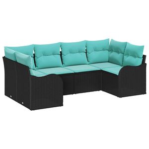 Black Poly Rattan Garden <b>Sofa</b> <b>Set</b> With Cushions Outdoor Furniture Contemporary Design - Product Image 5