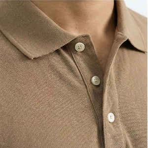 <b>Men's</b> <b>Khaki</b> Short Sleeve Polo <b>Shirt</b> Knitted Solid Casual Regular Fit Button Design - Product Image 4