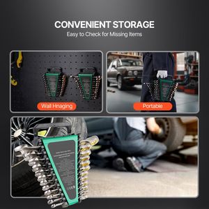 Set di chiavi a cricchetto combinate da 24 pezzi SAE 1/4''-7/8'' e metriche 8 mm in acciaio Cr-V con supporto organizer - Product Image 4