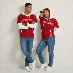 Hoodie streetwear personnalisé épais, coupe ample, avec fermeture éclair et broderie, pour la mode urbaine d'hiver, vente en gros - Product Image 3