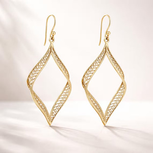 14K <b>Gold</b> Filigree <b>Dangle</b> <b>Earrings</b> Hollow Geometric Drop <b>Earring</b> Trendy Statement Elegant Fashion <b>Dangle</b> <b>Earrings</b> For Women Girl - Product Image 2