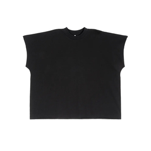 Camiseta Corta de Punto sin Mangas para Hombre, Cuello Redondo, Color Negro Sólido, Corte Regular Informal - Product Image 2