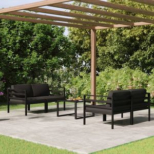 Juego de salón de patio de aluminio antracita de 5 piezas con cojines cómodos para el entretenimiento en el jardín - Product Image 1