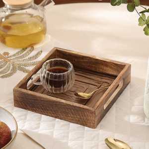 Plateau en bois pour la présentation des aliments de mariage, plateau décoratif artisanal en bois, vaisselle en bois naturel, plateaux de service - Product Image 3