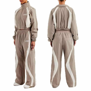 Women's Eco-Friendly Blue Hooded Windproof Tracksuit Full Sleeve Leopard Pattern Casual Zipper Front Sweatshirt and Pants Set - Product Image 2