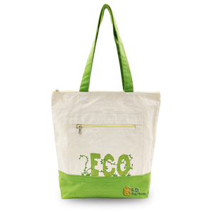 Eco Friendly Cotton Canvas Tote Bag with Zipper Closure | Front Pocket Shoulder Bag Reusable Shopping Travel Beach Tote Bag - Product Image 1