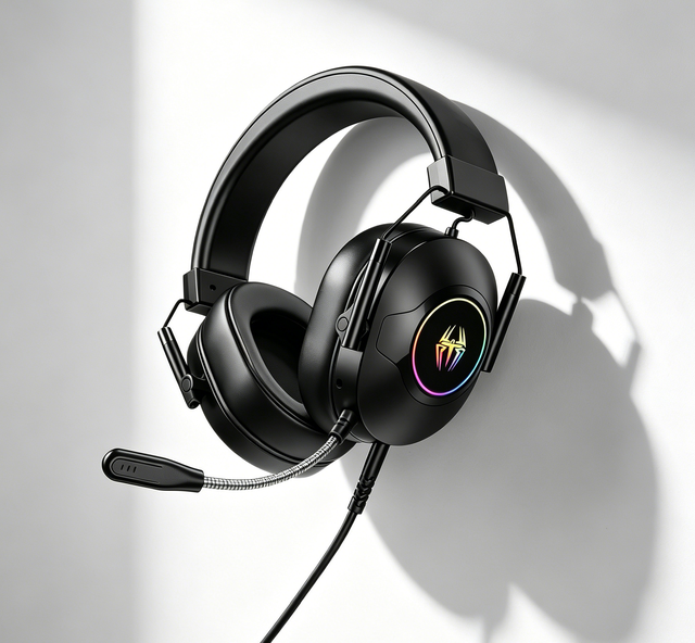 LDON LD-1 On-Ear Wired Gaming Headset RGB Light 7.1 Surround Sound Balanced Armature Drivers 2m Cord Noise Cancelling Mic