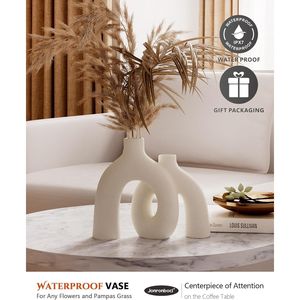 Juego de Jarrones Decorativos de Cerámica Mate Hug Donut, Estilo Nórdico Boho Moderno para Decoración del Hogar, para Estante de Sala de Estar o Decoración de Dormitorio - Product Image 3