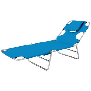 Chaise longue d'extérieur bleu clair pour bronzer et profiter du jardin - Product Image 5