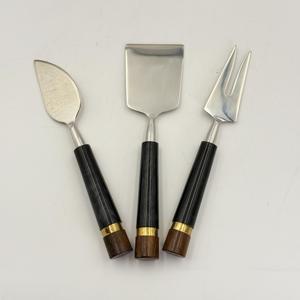 Juego de Cuchillos para Queso de Acero Inoxidable con Mango de Madera y Resina para Hotel y Cocina, Juego de Cubiertos para Queso para Mesa de Comedor, para el Hogar - Product Image 2