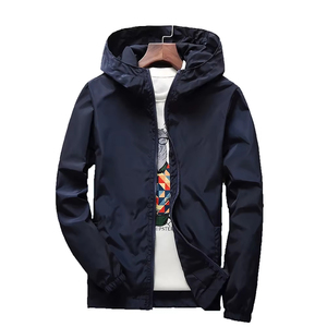 Chaqueta con Capucha Cortavientos para Hombre, Manga Larga, Ropa de Abrigo de Primavera, Azul Oscuro, Chaqueta de Poliéster para Adultos - Product Image 1