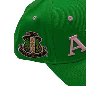 Casquette de baseball verte et rose avec lettres grecques brodées, ajustable, en coton, pour sports décontractés en plein air, style snapback - Product Image 6
