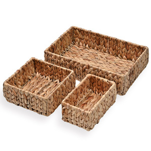<b>Rectangular</b> shape <b>basket</b> crafted by hand water hyacinth candy storage container kitchen organization - Product Image 1