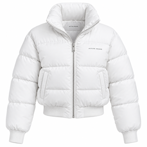 <b>Cropped</b> <b>Puffer</b> <b>Jacket</b> <b>Women</b> Custom Hooded Collar Camouflage Embroidery Dyed Cotton Padded Waterproof Eco-Friendly - Product Image 2