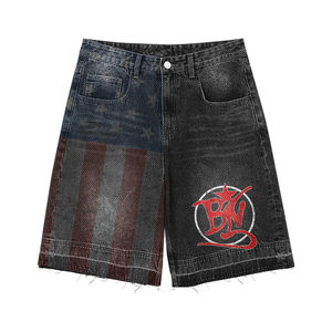 Ensemble de sport deux pièces personnalisé pour homme, grande taille, en velours tissé, orné de strass, avec sweat à capuche et short imprimé - Product Image 4