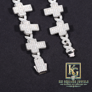 Collar de cadena con cruz para hombre, estilo hip hop rock, chapado en plata de ley con moissanita, regalo para fiesta - Product Image 6
