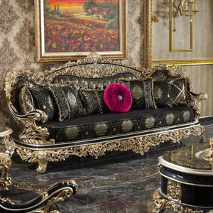 Juego de Sofás de Madera de Teca Real de Lujo, Estilo Europeo Clásico, Tallado a Mano, Ecológico, Muebles para Sala de Estar de Apartamento - Product Image 2