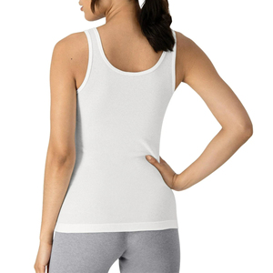 <b>Women's</b> <b>White</b> Knitted <b>Tank</b> <b>Top</b> Scoop Neck Sleeveless Regular Length 100% Cotton Breathable Casual Style - Product Image 5