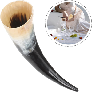 Cuerno Vikingo de Alta Calidad para Beber, Cuerno de Buey Natural Pulido para Cerveza, Vino, Vodka con Soporte, Diseño Nórdico Auténtico - Product Image 4