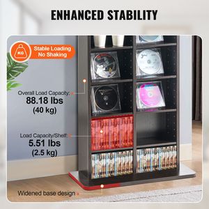 Mobile Portaoggetti per Soggiorno, Scaffale DVD a 8 Livelli, 464 Scomparti per CD, Ripiani Regolabili per 16 Scomparti CD, Protegge i CD - Product Image 3