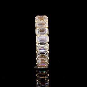 Minimalist 5 Carat <b>Emerald</b> Cut Bezel Lab Grown Diamond Full Eternity <b>Ring</b> IGI Certified 18K Solid Gold Bridal <b>Band</b> <b>Ring</b> - Product Image 4
