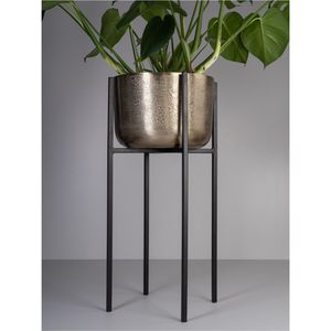 Maceta Moderna de Lujo en Metal Dorado con Soporte de Hierro Negro, Maceta Alta para Plantas de Interior, para Sala de Estar - Product Image 1