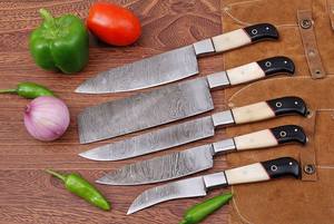 Ensemble de couteaux de chef professionnels légers en acier Damas sur mesure, manche intégral en bois de Pakka, pour la découpe quotidienne et la cuisine, cadeaux OEM/ODM - Product Image 2