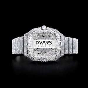 Reloj de Pulsera de Lujo Estilo Hip-Hop con Movimiento de Cuarzo en Oro Rosa y Plata, Correa de 20 mm, 42 mm, Completamente Cubierto de Diamantes Blancos, Ideal para Regalos y Fiestas - Product Image 2