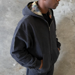 Fabricantes de Sudaderas con Cremallera y Logotipo Personalizado, Sudadera con Cremallera Corta y Holgada de Felpa Francesa Gruesa para Hombre, Talla Grande - Product Image 1