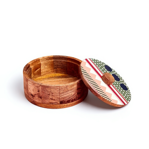Boîte à chapati en bois artisanale avec organisateur d'épices Masala, rangement de cuisine traditionnel, vaisselle de service, boîtes de rangement décoratives - Product Image 2
