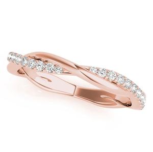 Anillo de Boda Trenzado con Moissanita de Corte Redondo, Plata de Ley 925 Chapada en Oro, Anillo Apilable para Aniversario de Bodas para Mujer - Product Image 4