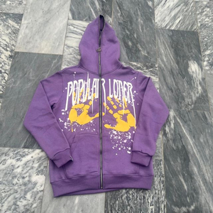 Survêtements unisexes personnalisés avec logo, à capuche, en polyester/coton épais, avec cordon de serrage, couleur unie, décontractés, évasés, pour l'hiver, impression sérigraphique, pour le jogging - Product Image 3