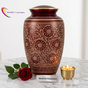 Handcrafted Brass Cremation Urn For Human Ashes Metal Burial Jar Keepsake Urns <b>Memorial</b> Funeral Urns Premium Luxury Quality Urns - Product Image 2