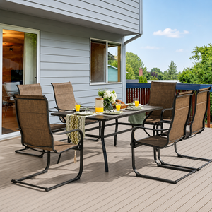 Conjunto de Comedor para Patio con Sillas Giratorias y Mesa de Metal, Muebles de Jardín para Terraza, Patio Trasero, Estilo Lujoso - Product Image 1
