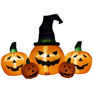 Zucca Gonfiabile di Halloween da 1,2 m con LED per Giardino e Interni, in PVC e Tessuto Oxford Resistente - Product Image 1